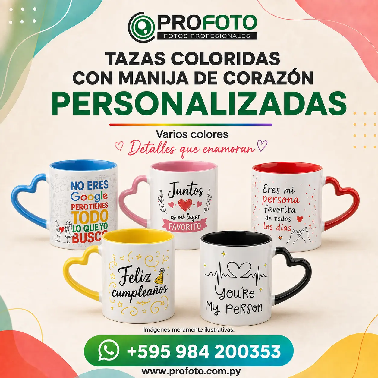 Taza con manija de corazón personalizada por PROFOTO
